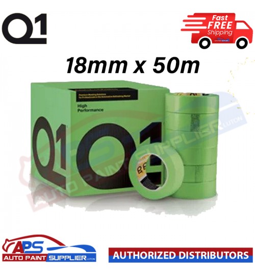 Q1 Green MASKING TAPE 18mm x50m PAINTER PAINTING AUTOMOTIVE EASY TEAR